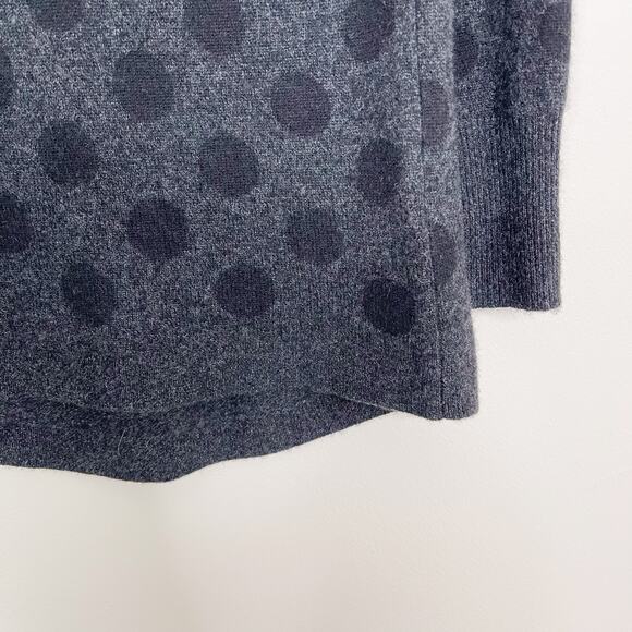 Halogen XSmall XS Heather Gray Black Cashmere Polka Dot Sweater Zip Back Detail - Picture 4 of 6
